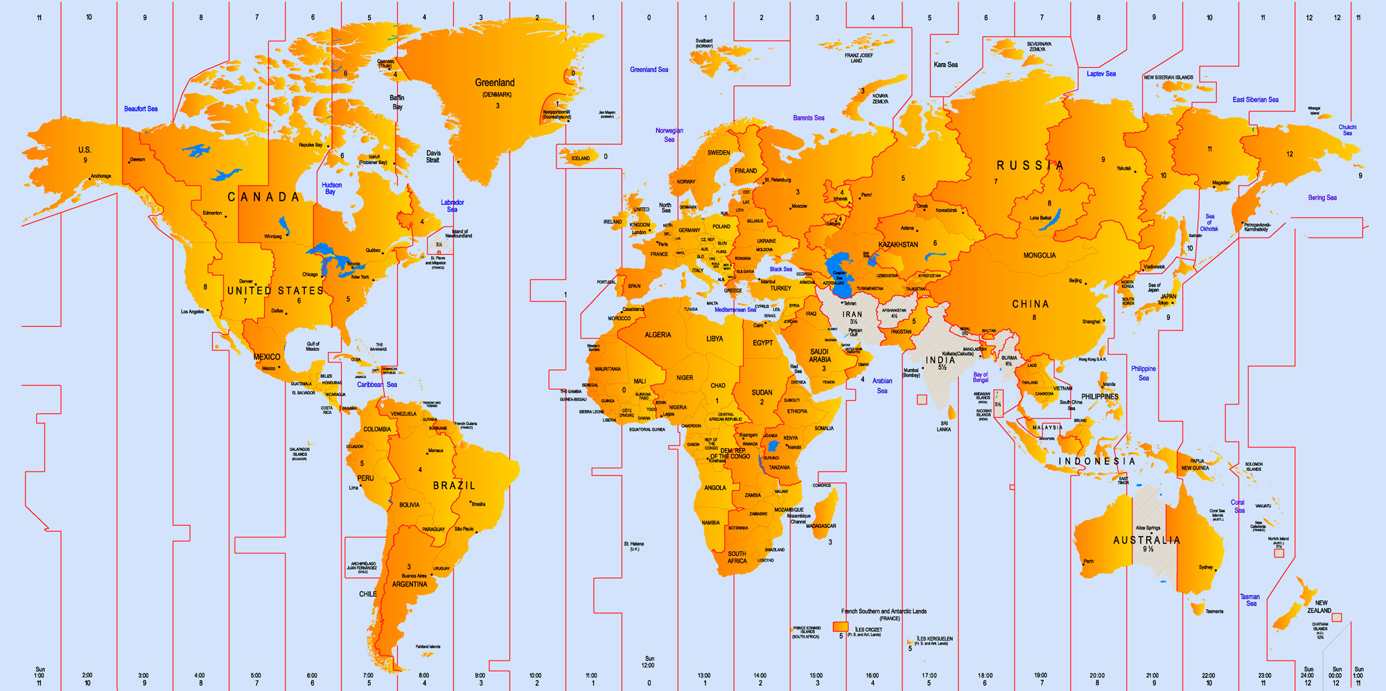 Tijdzones Wereldkaart